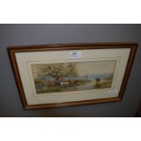Framed Watercolour "Cattle by the Lakeside"