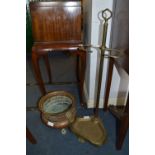 Brass Stick Stand and a Copper Jardiniere