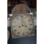 19th Century Painted Grandfather Clock Face with Movement