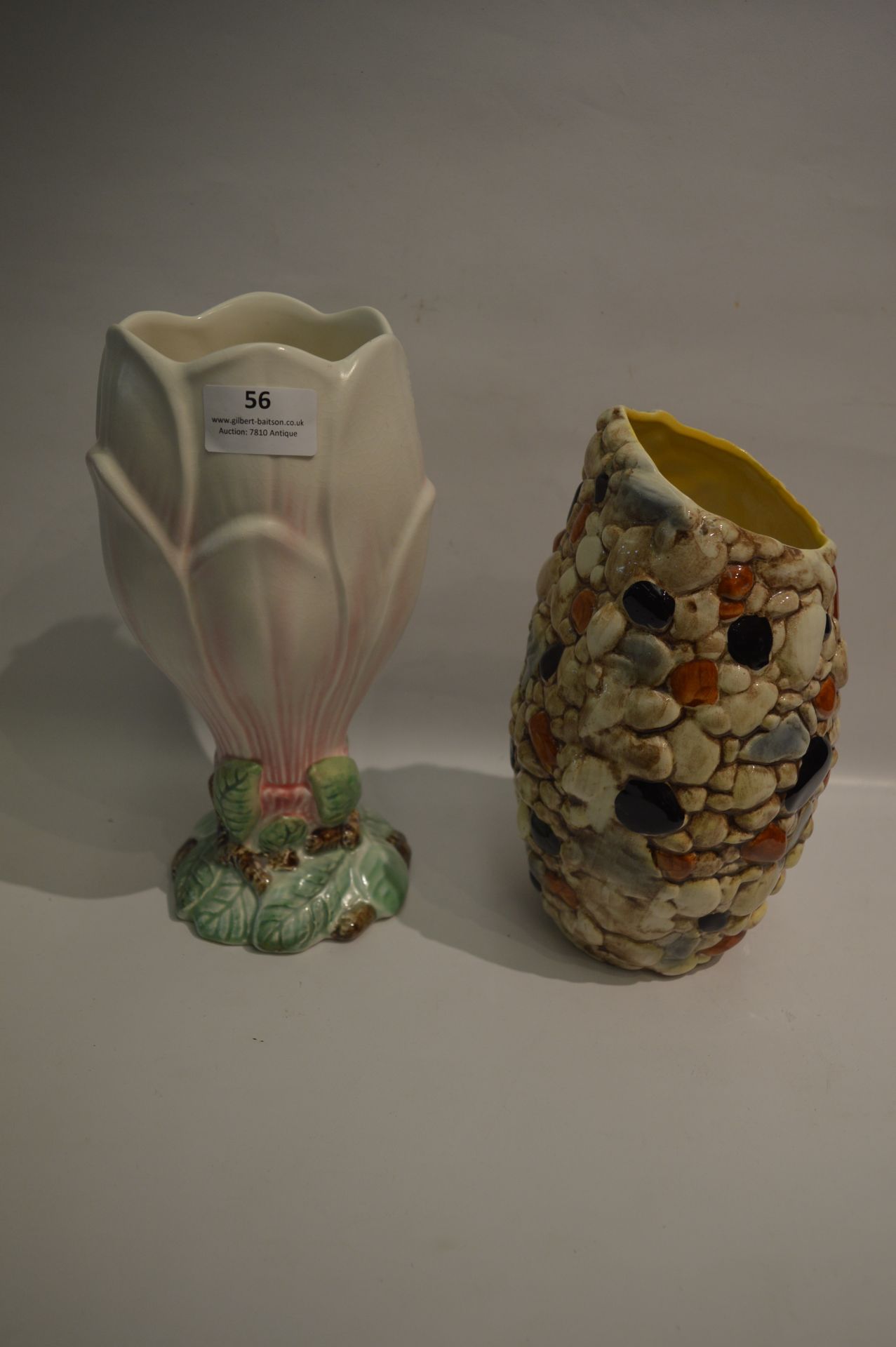 Two Sylvac Pottery Vase Flower and Pebbles