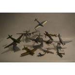 Collection of Corgi Diecast and Brass Aeroplanes on Stands "Lancaster", "Spitfire", etc.