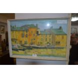 Framed Watercolour "French Canal Scene"