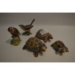 Three Wade Turtles and Two Beswick Birds