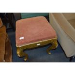 Gold Painted Stool on Cabriole Legs with Upholstered Seat