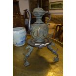 Large Eastern Brass Coffee Pot on Stand