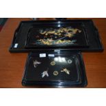 Graduating Set of Black Japan Lacquered Trays