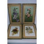 Two Pairs of Floral Oil Paintings