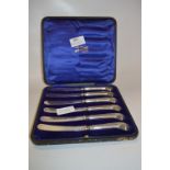 Cased Set of Six Silver Handled Knives