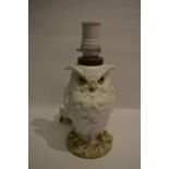 William Whiteley Pottery Owl Electric Converted Oil Lamp