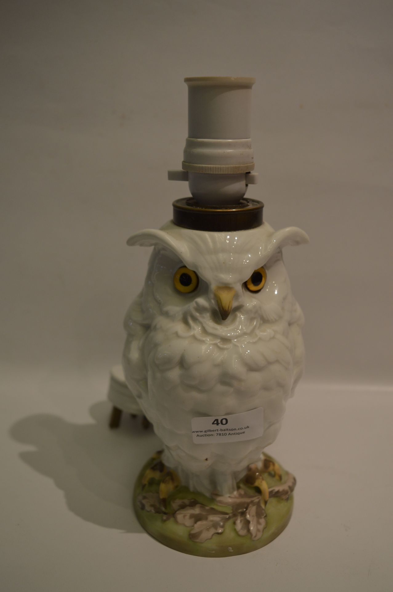 William Whiteley Pottery Owl Electric Converted Oil Lamp