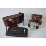 Leather Cased Kodak Folding Camera and a Paxette Leather Cased Camera