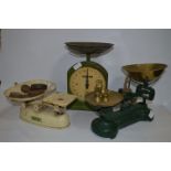 Three Sets of Metal Kitchen Scales with Weights