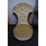 Walnut Framed Button Back Upholstered Nursing Chair