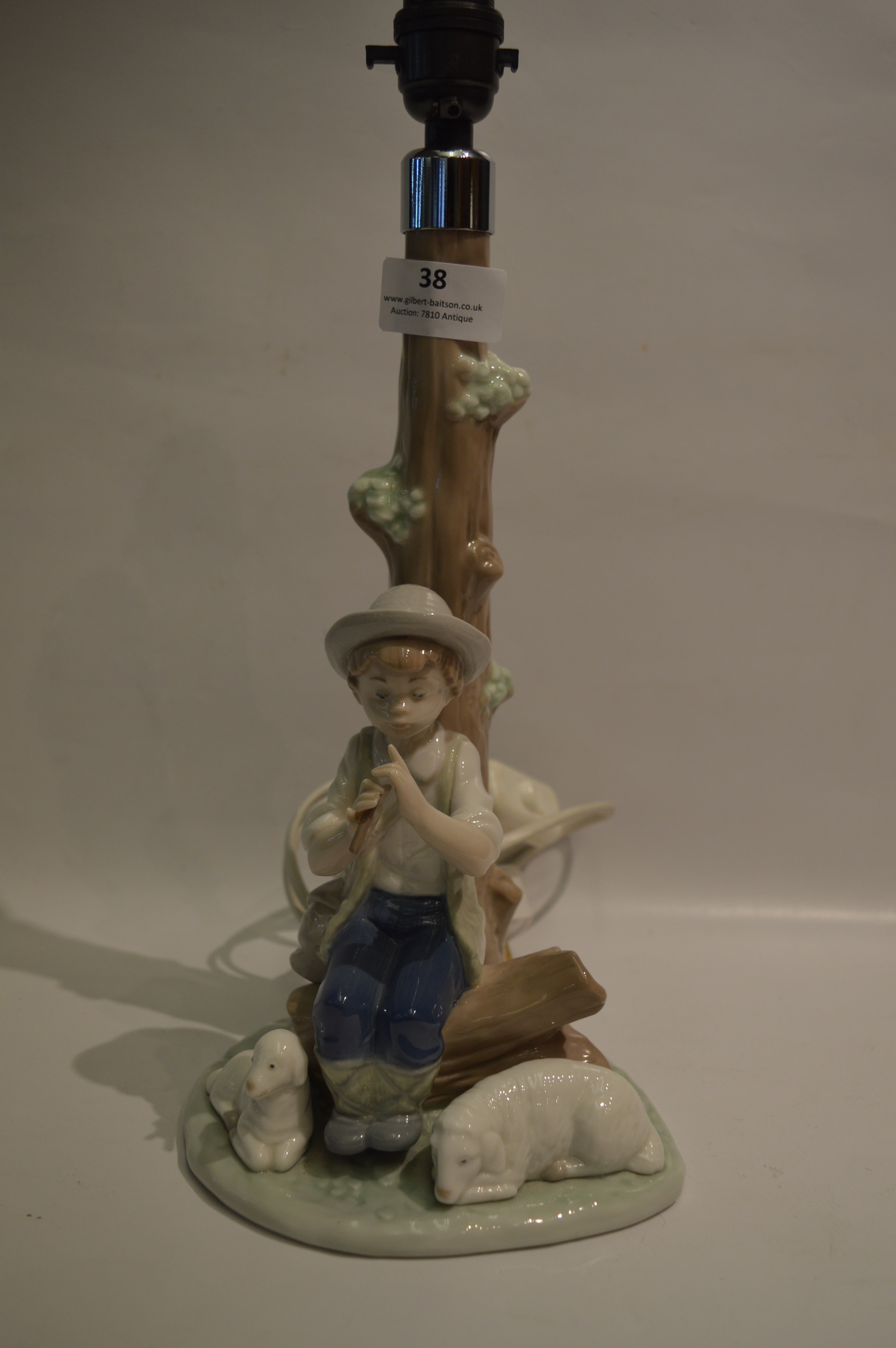 Nao Pottery Table Lamp "Boy with Sheep"