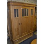 Pine Wardrobe with Glass Panels