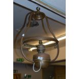 Brass Hanging Electric Converted Oil Lamp