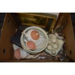 Box Containing Suzy Cooper, Breakfast Set, Pottery Dish, Glassware, Prints