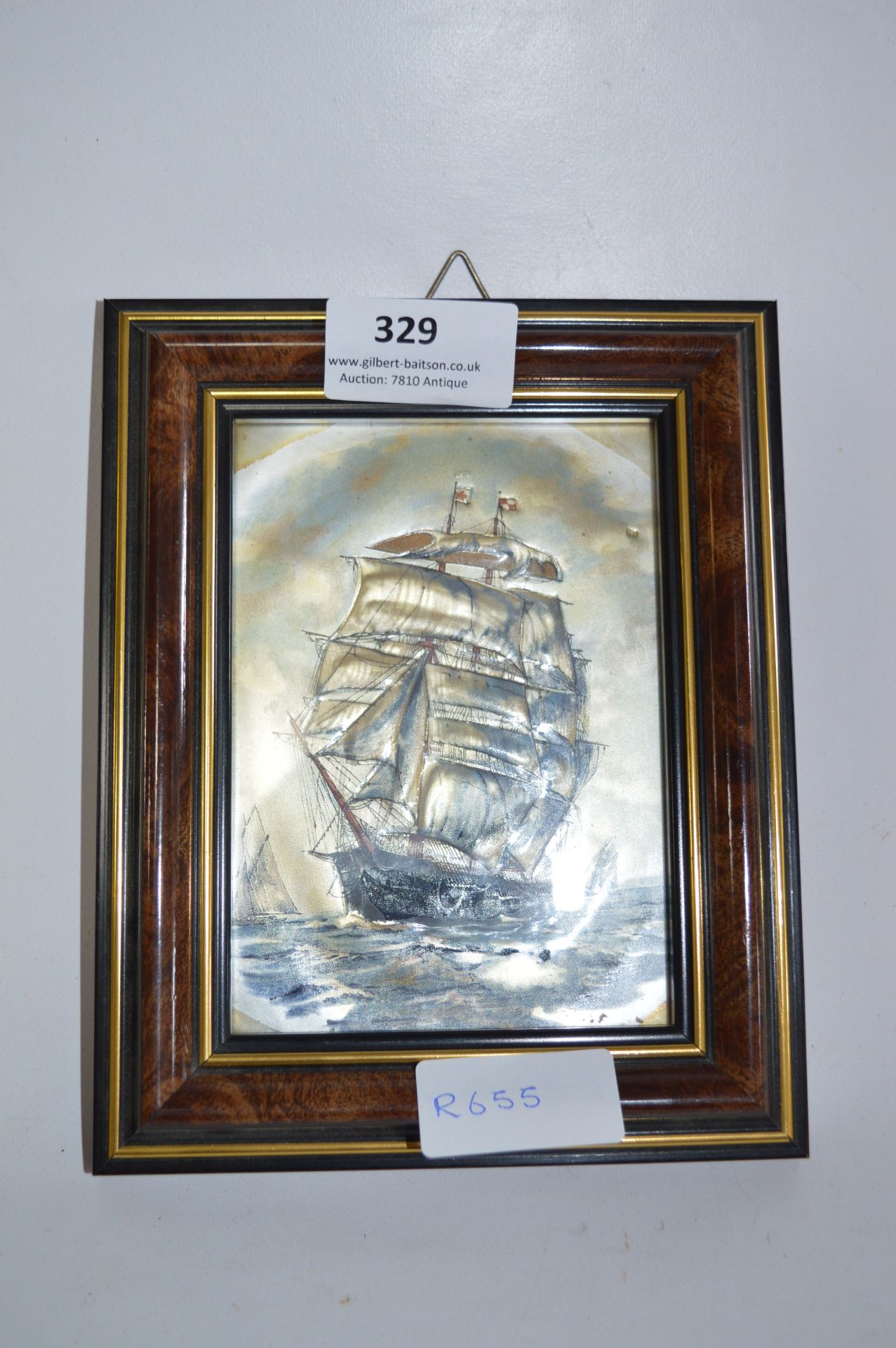 Framed 925 Silver Plaque Sailing Ship