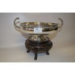 Silver Bowl with Chinese Embellished Rim and Dragon Handles "W&W of London 1935" Approx 892g