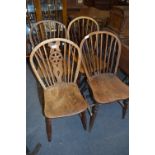 Three Elm Stickback Dining Chair and One Wheelback Dining Chair