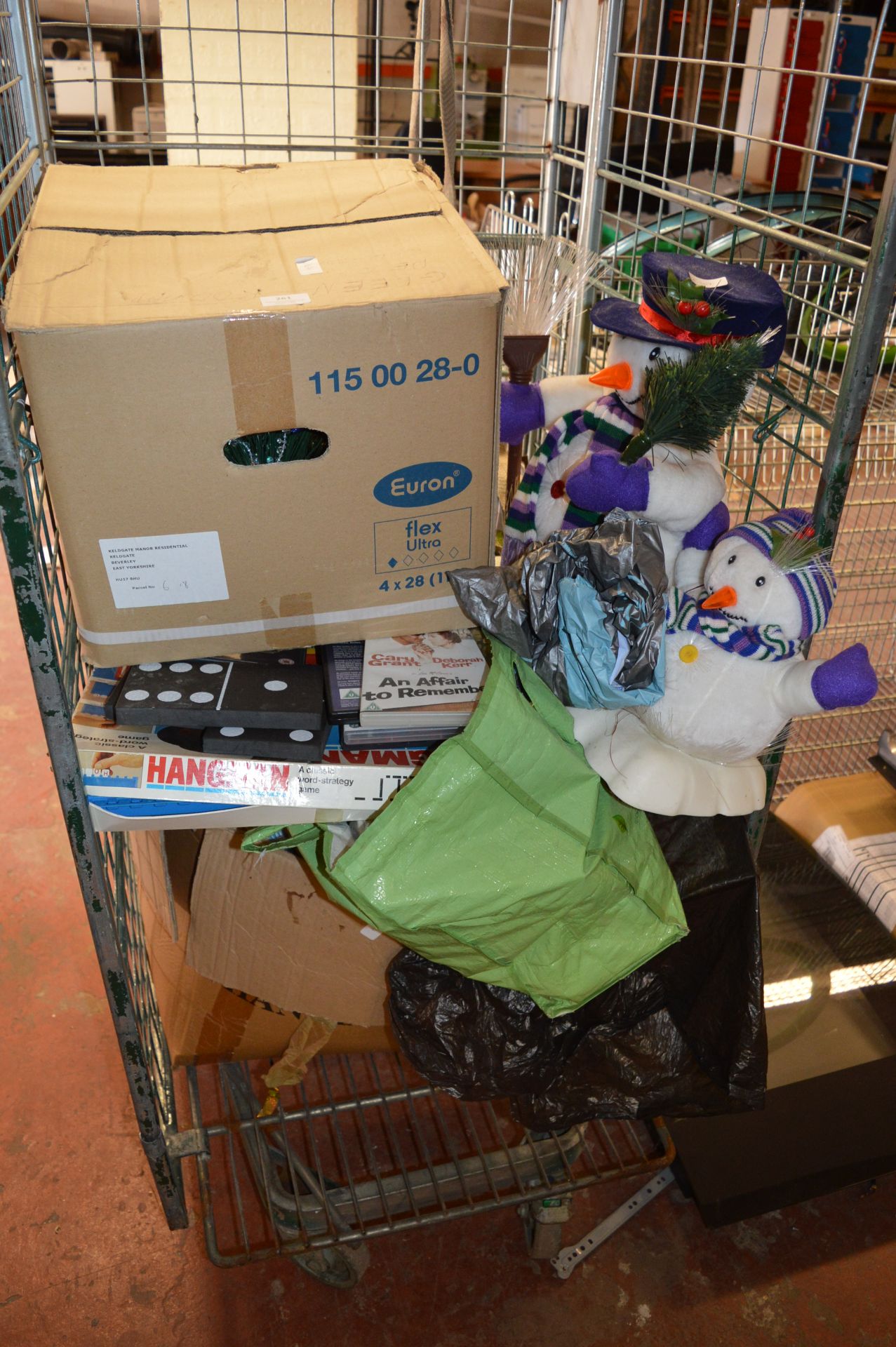 Trolley Containing Various Festive Decoration, Board Games, Toys, etc.