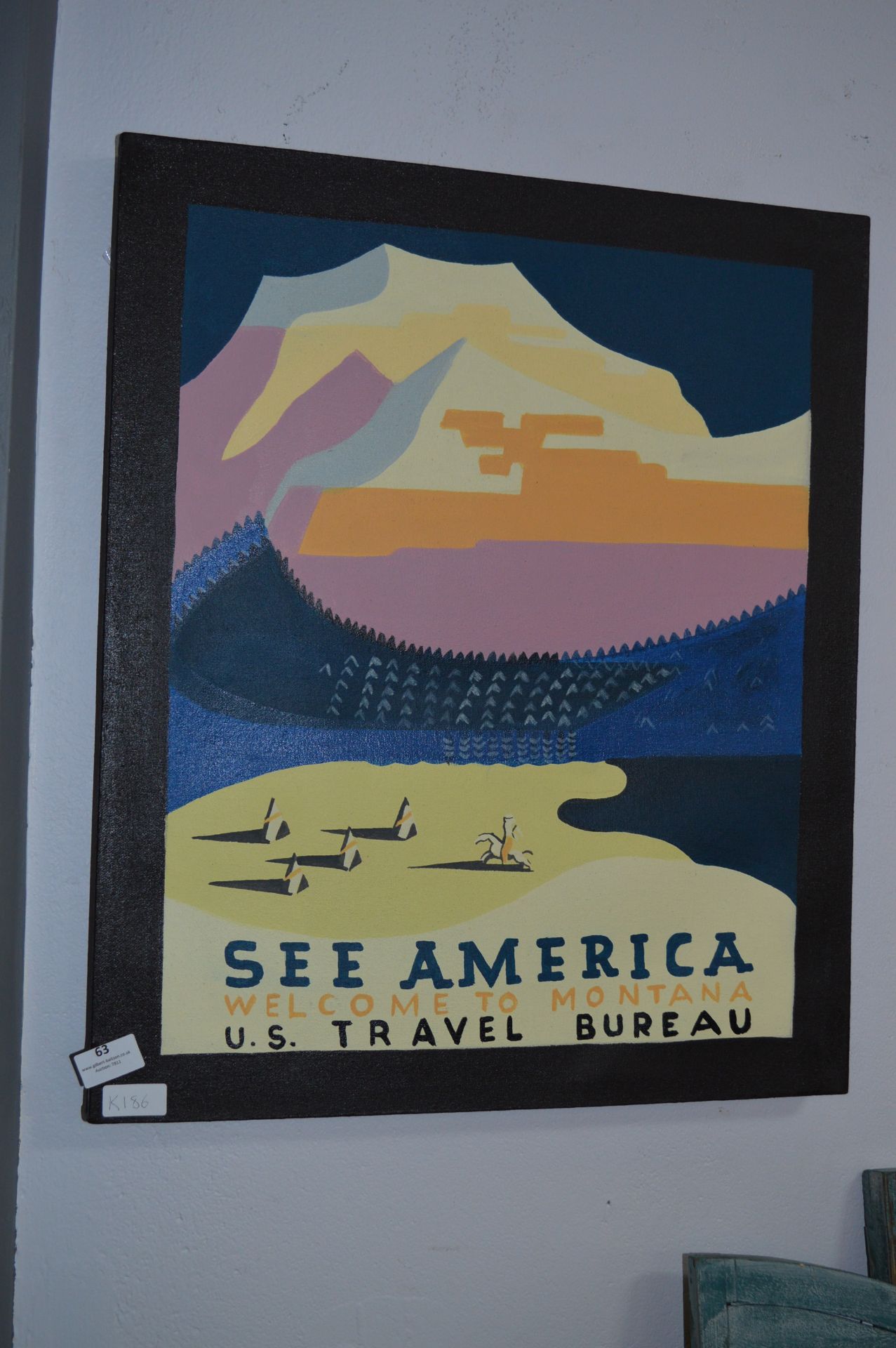 Unframed Printed Canvas "See America Welcome to Montana"