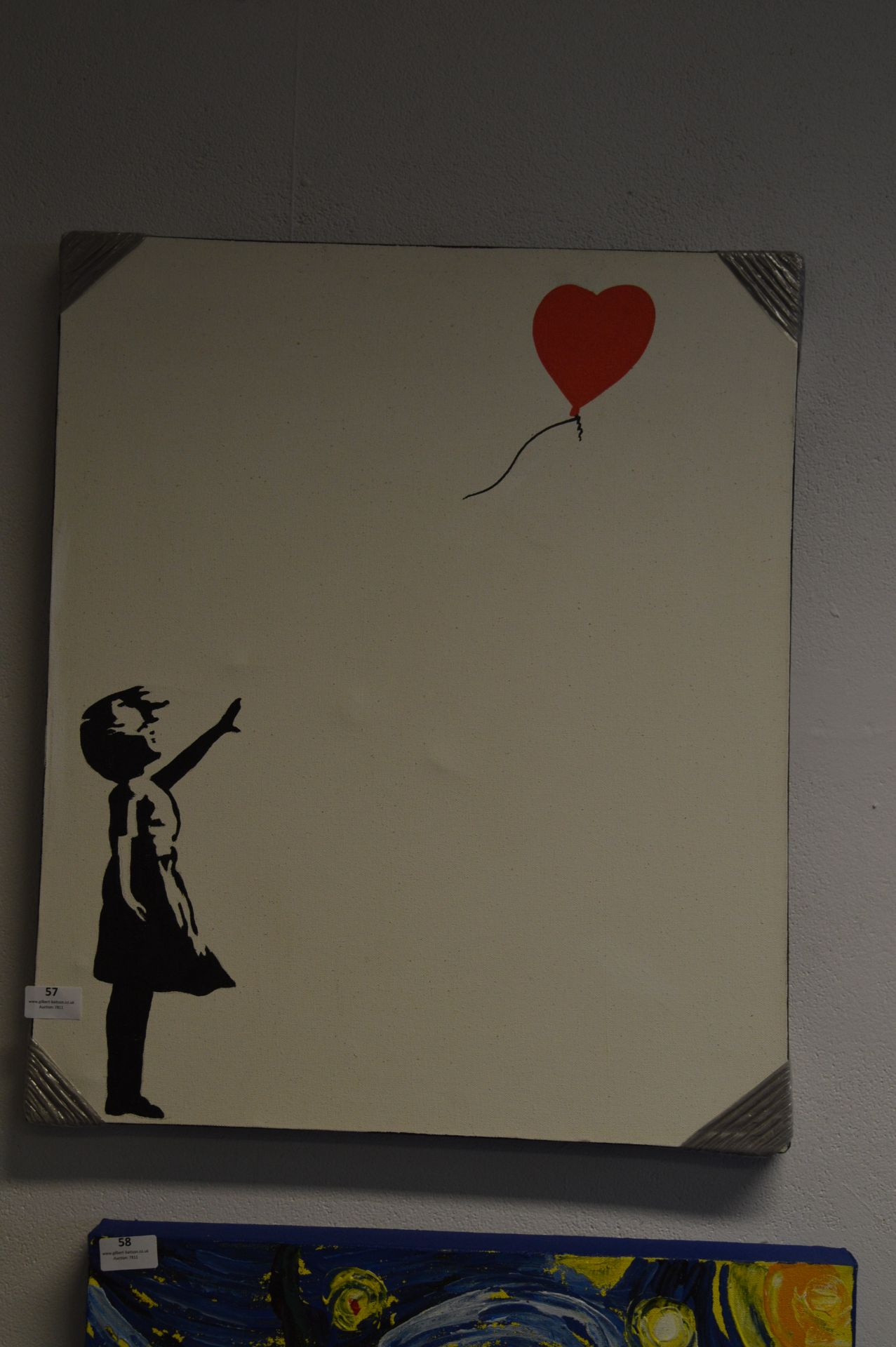 Unframed Printed Banksy Style Canvas "Girl with Love Heart Balloon"