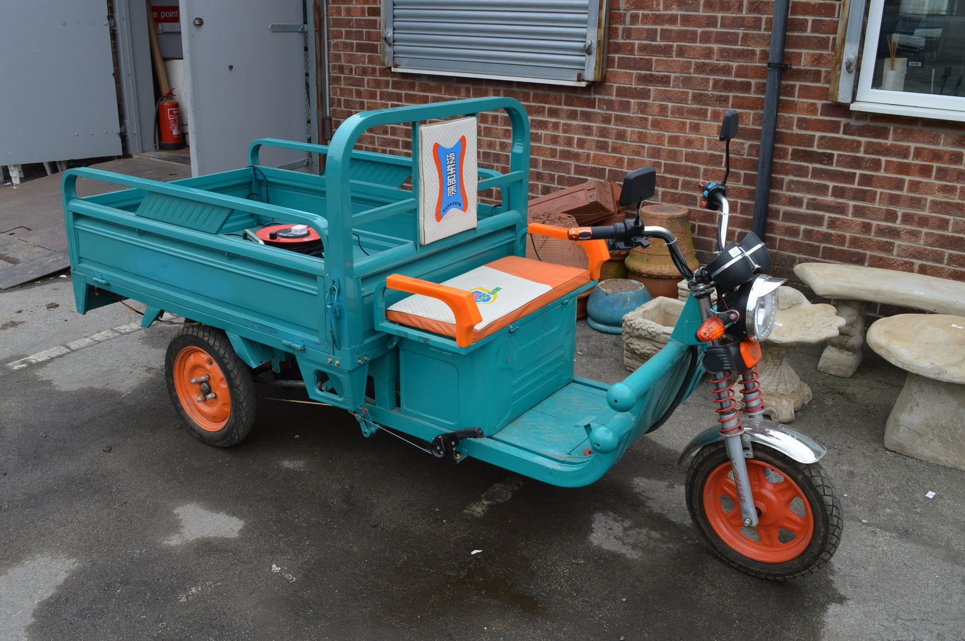 Battery Powered Three Wheel Tuk Tuk with Drop Side Tip Up Body and Charger - Buyers Premium 10% +