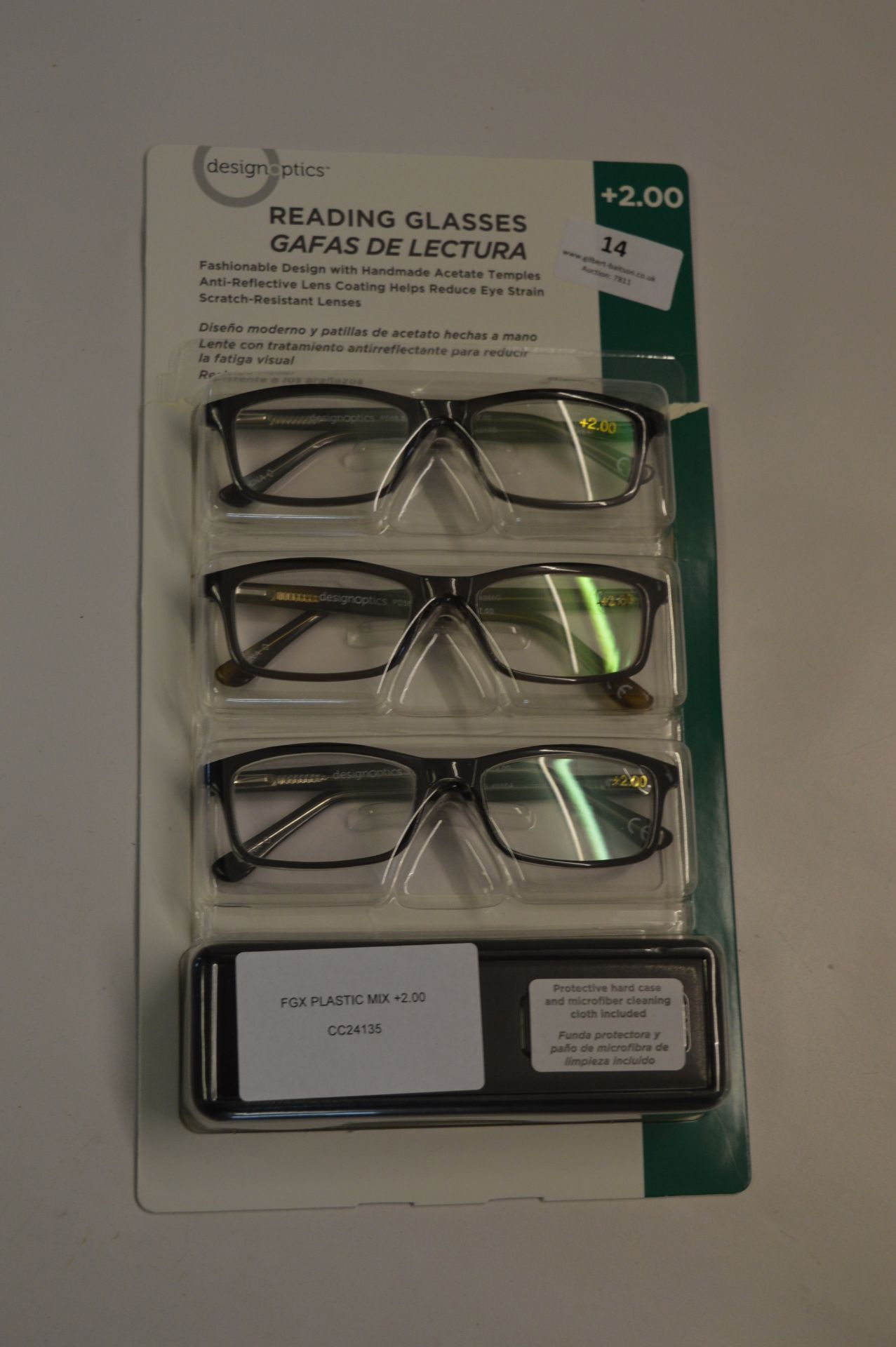 *FGX PLASTIC MIX +2.00 READING GLASSES (3 PAIRS)