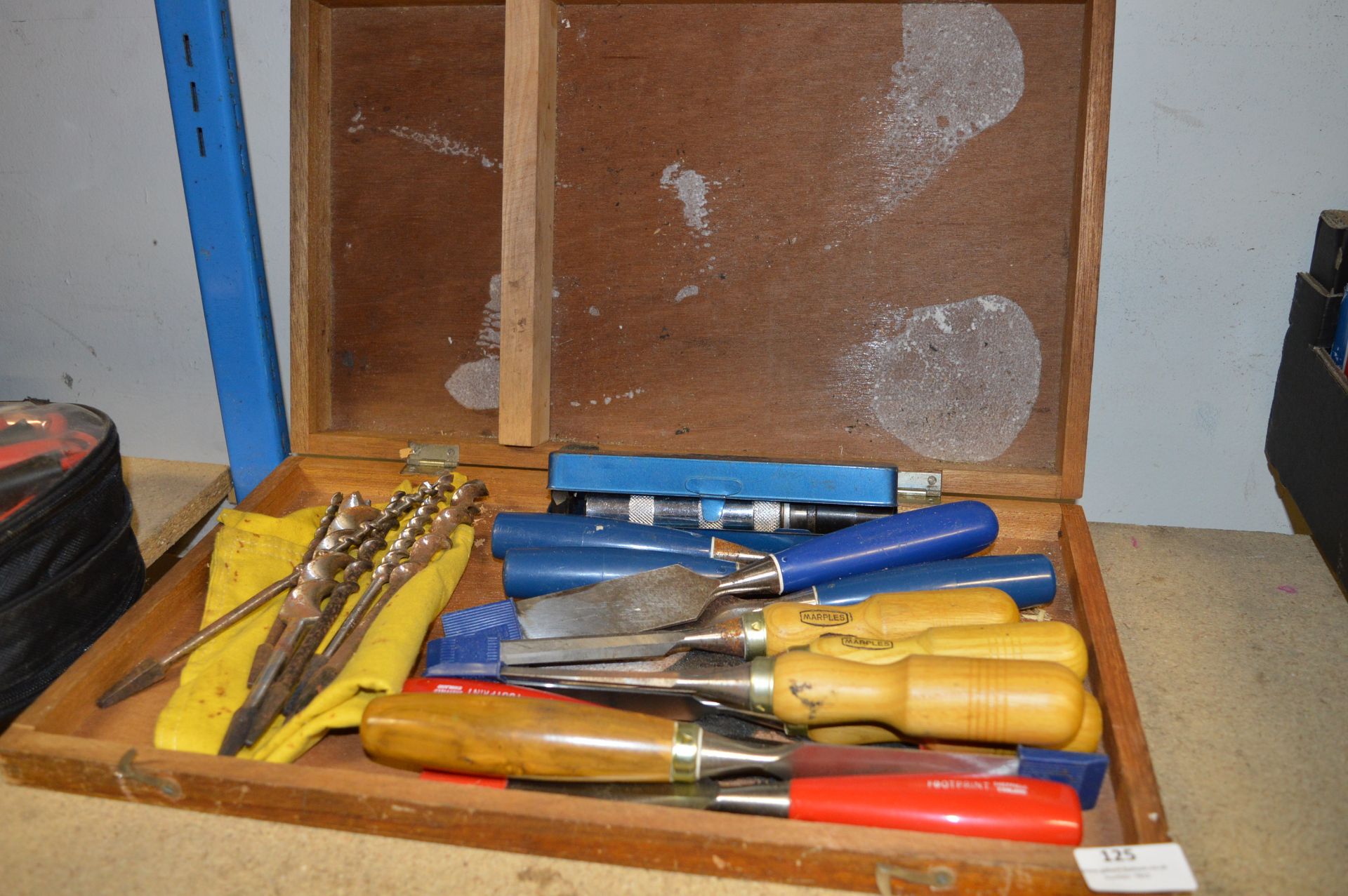 Box Containing Assorted Joiners Chisels and a Impact Screwdriver