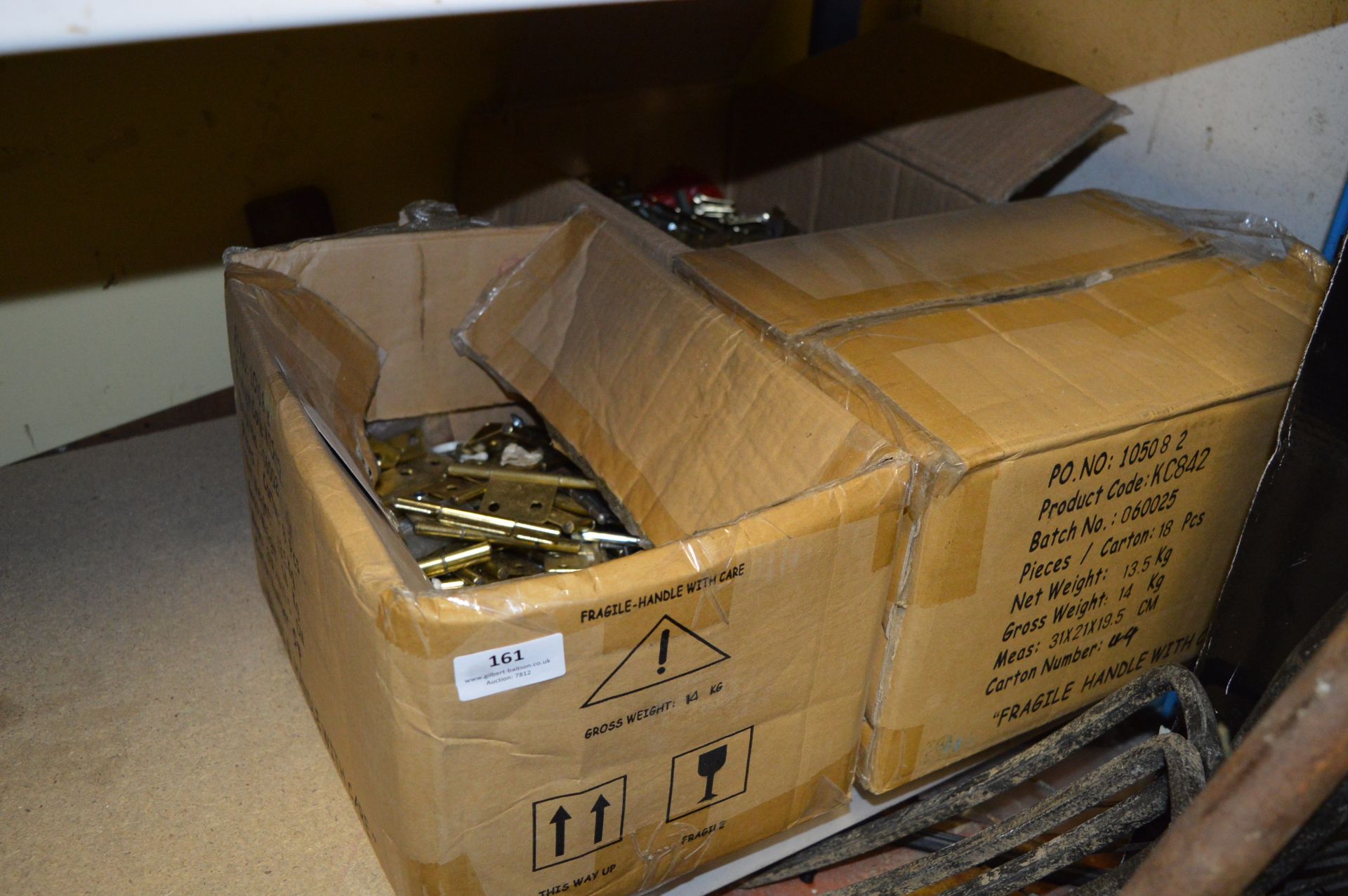 Three Boxes of Brass Hinges