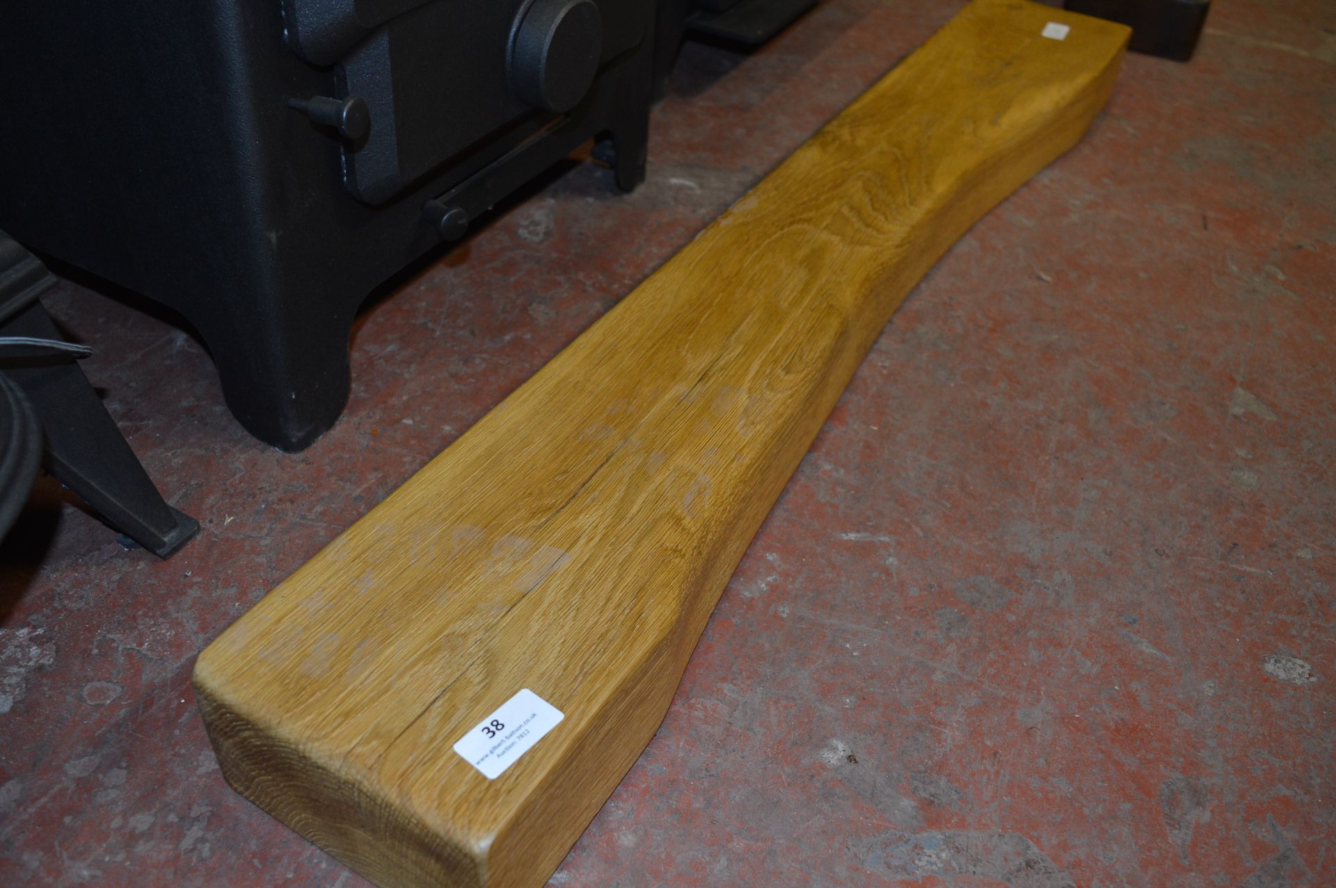 *39" Oak Mantel Shelf with Waney Edge in Golden Oak Finish