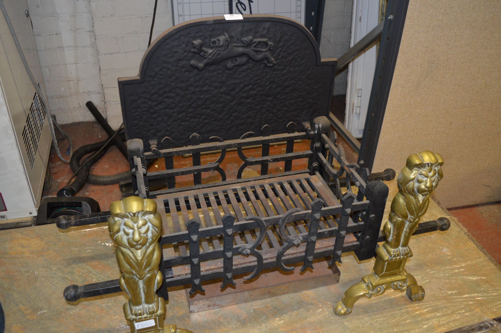 *Cast Iron and Brass Fire Basket with Lion Embellishments RRP: £750