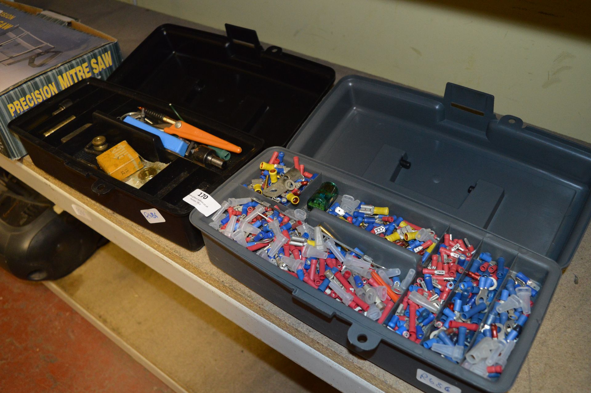 Two Plastic Toolboxes Containing Electrical Connector, etc.