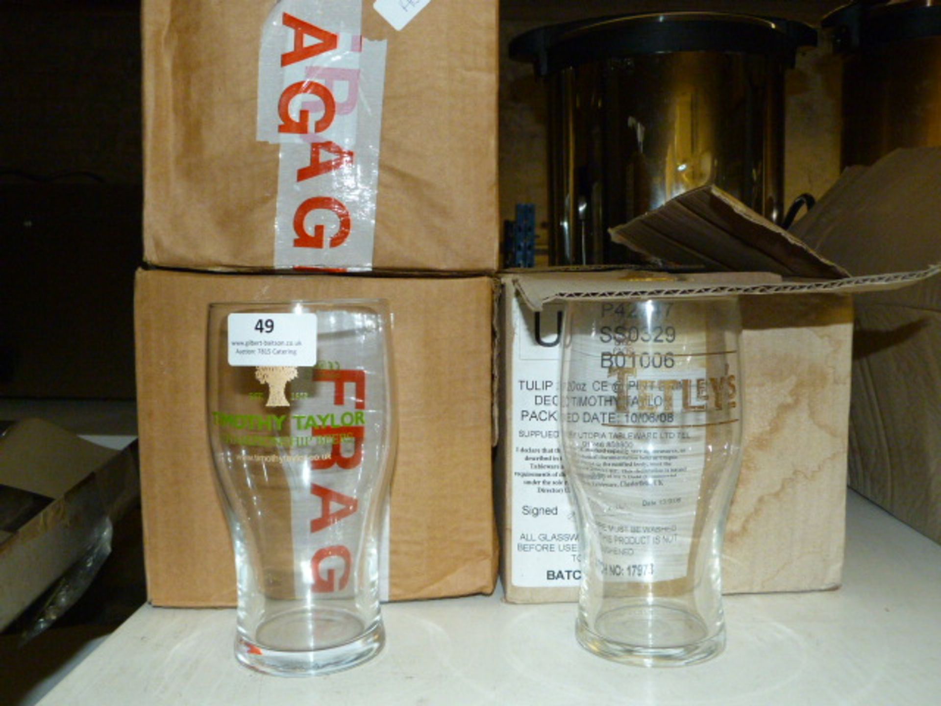 Three Boxes of Tetley and Timothy Tailor Branded Glasses