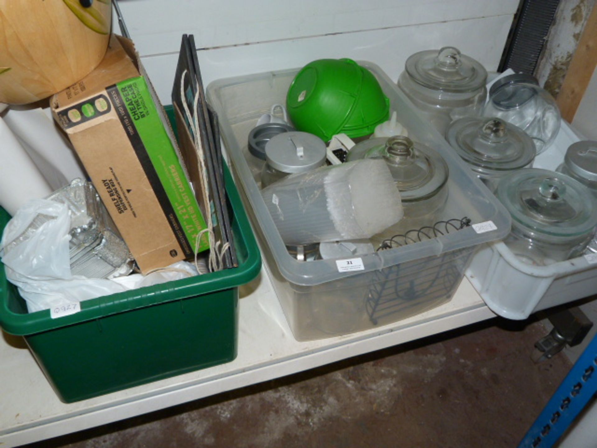 Three Boxes Containing Glass Storage Jars, Straws, Aluminium and Takeaway Packaging, etc.