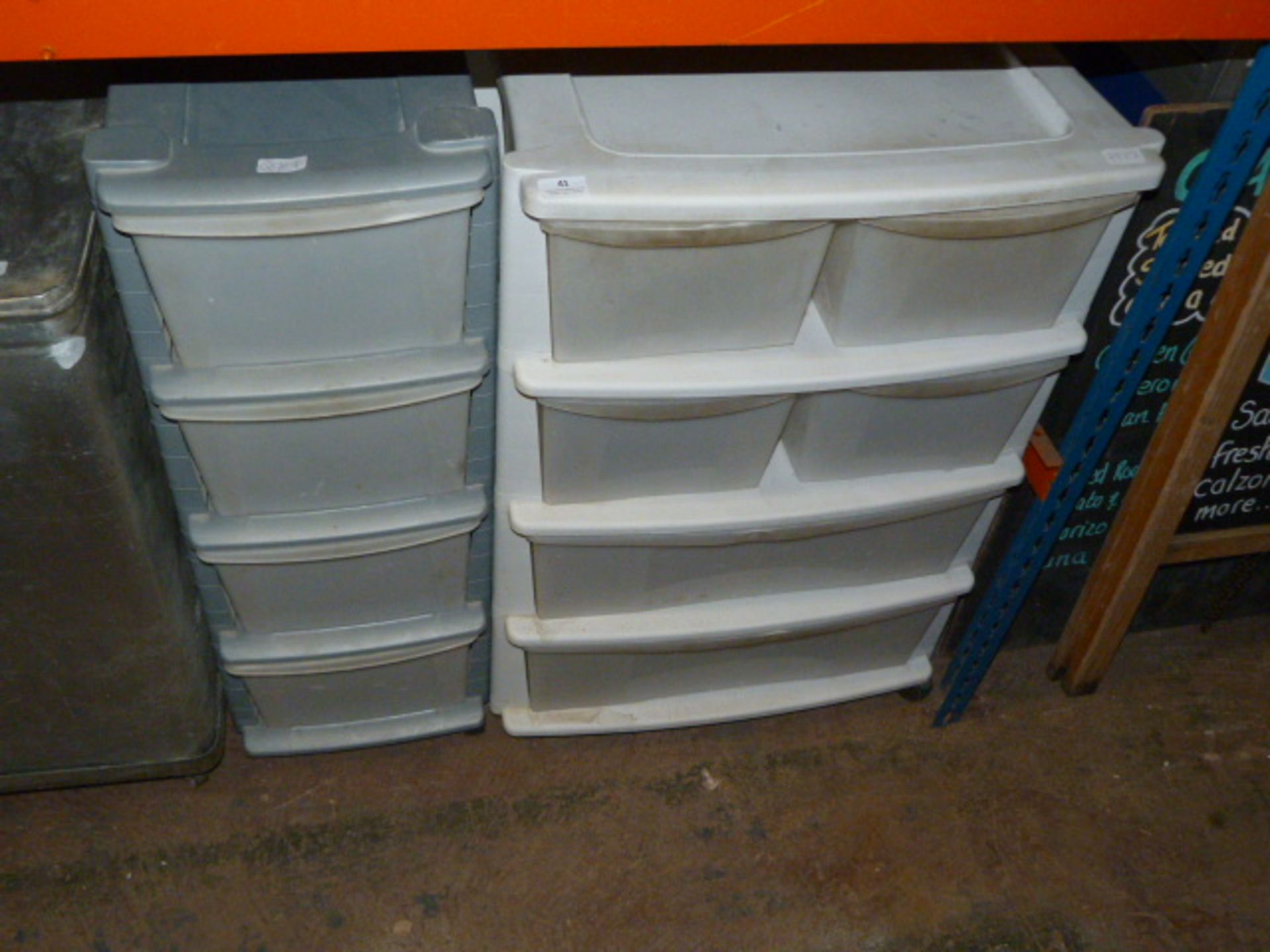 Two Sets of Plastic Storage Drawers