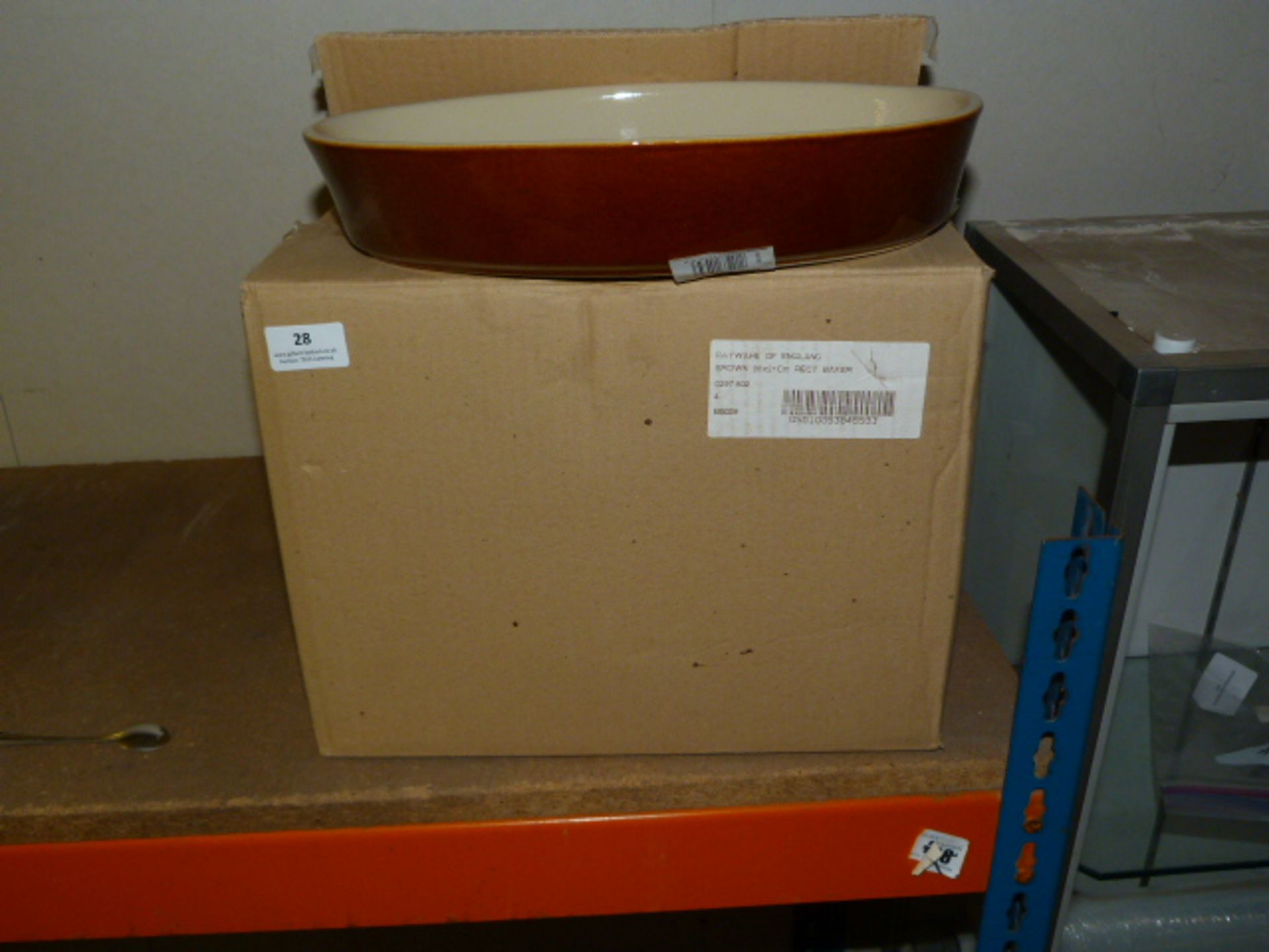 Two Boxes Containing Four 26x21cm Oval Baking Dishes