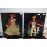 Pair of Foil on Glass Pictures "Spanish Dancers"