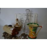 Myott Jug, Glass Decanter, Bed Warming Bottle, Costume Jewellery and a Coin Collection