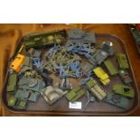 Tray Lot of Diecast Army Vehicles and Plastic Soldiers