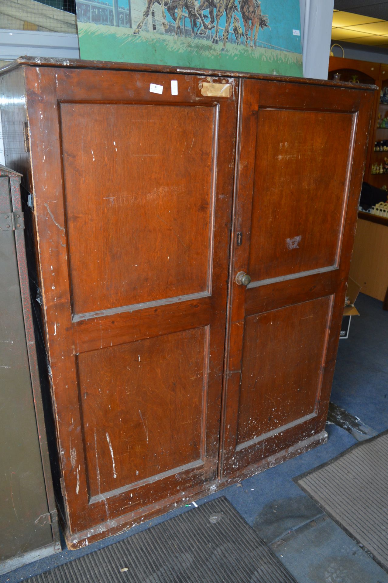 Pine Two Door Cupboard with Pigeon Hole Shelving