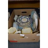 Box Lot of Pottery Dinnerware Including; Royal Doulton Merryweather, Meat Plate, Jugs, etc.