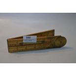 J. Rabone & Sons Folding Brass and Boxwood Rule with Spirit Level