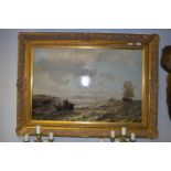 Large Gilt Framed Print on Board "Leaving Oslo"