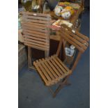 Pair of Wooden Slat Folding Garden Chairs