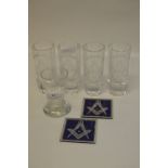Set of Masonic Glassware and Table Mats
