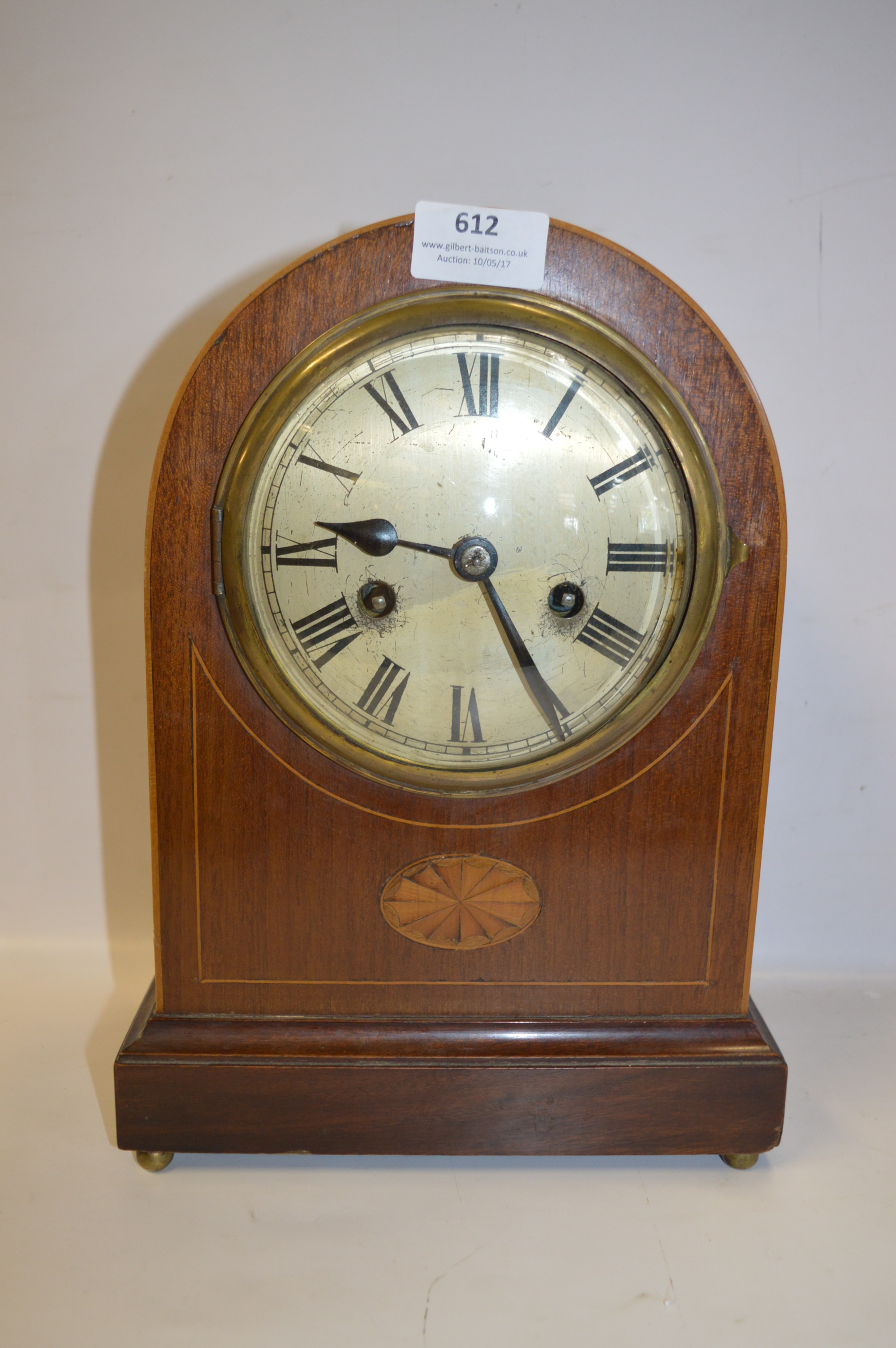 Edwardian Mahogany Inlaid Mantel Clock