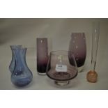 Collection of Six Purple Glass Vases