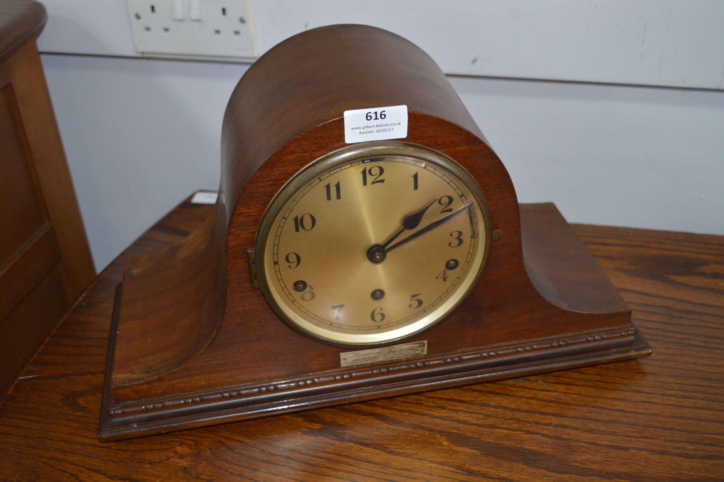 Mahogany Napoleon Hat Mantel Clock Westminster Chimes